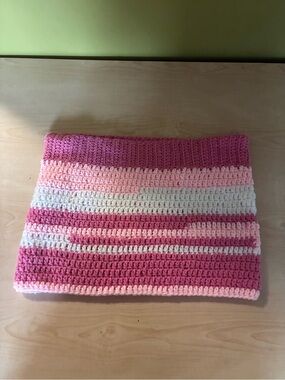 Handmade Crochet Pink Striped skirt